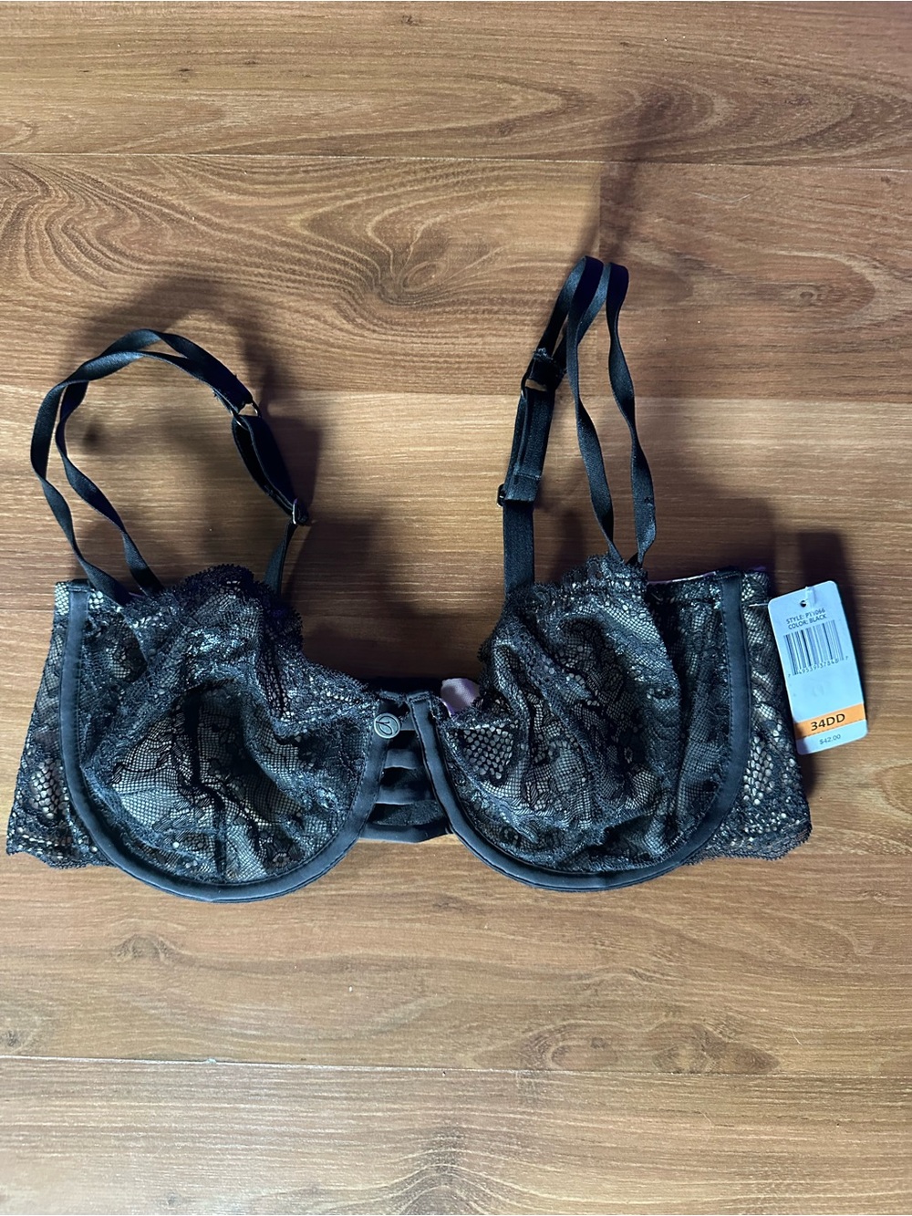 Parisa Black Lace Underwire Bra new 34DD New